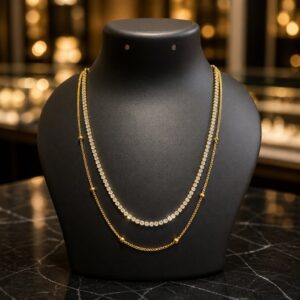Antitarnish Gold Layered Tennis Chain Necklace