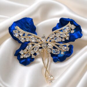 Antitarnish Royal Blue Butterfly Orchid Stone Brooch