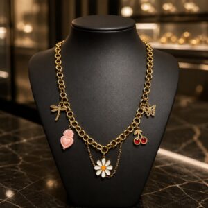 Antitarnish Gold Charm Chain Necklace