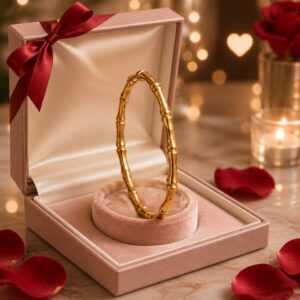 Antitarnish Golden Bamboo Stainless Steel Bracelet