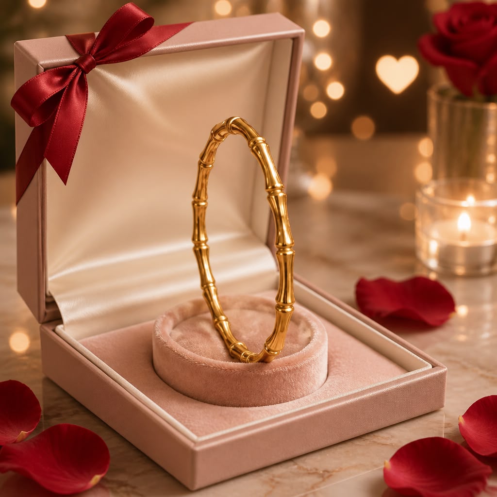 Antitarnish Golden Bamboo Stainless Steel Bracelet