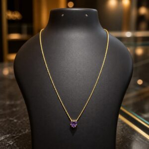 Antitarnish Gold Purple Heart Pendant Chain