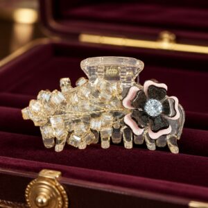 Antitarnish Crystal Flower Hair Clutch