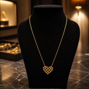 Antitarnish Gold Beaded Heart Chain