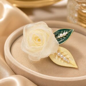 Antitarnish Cream Rose Pearl Hair Clip
