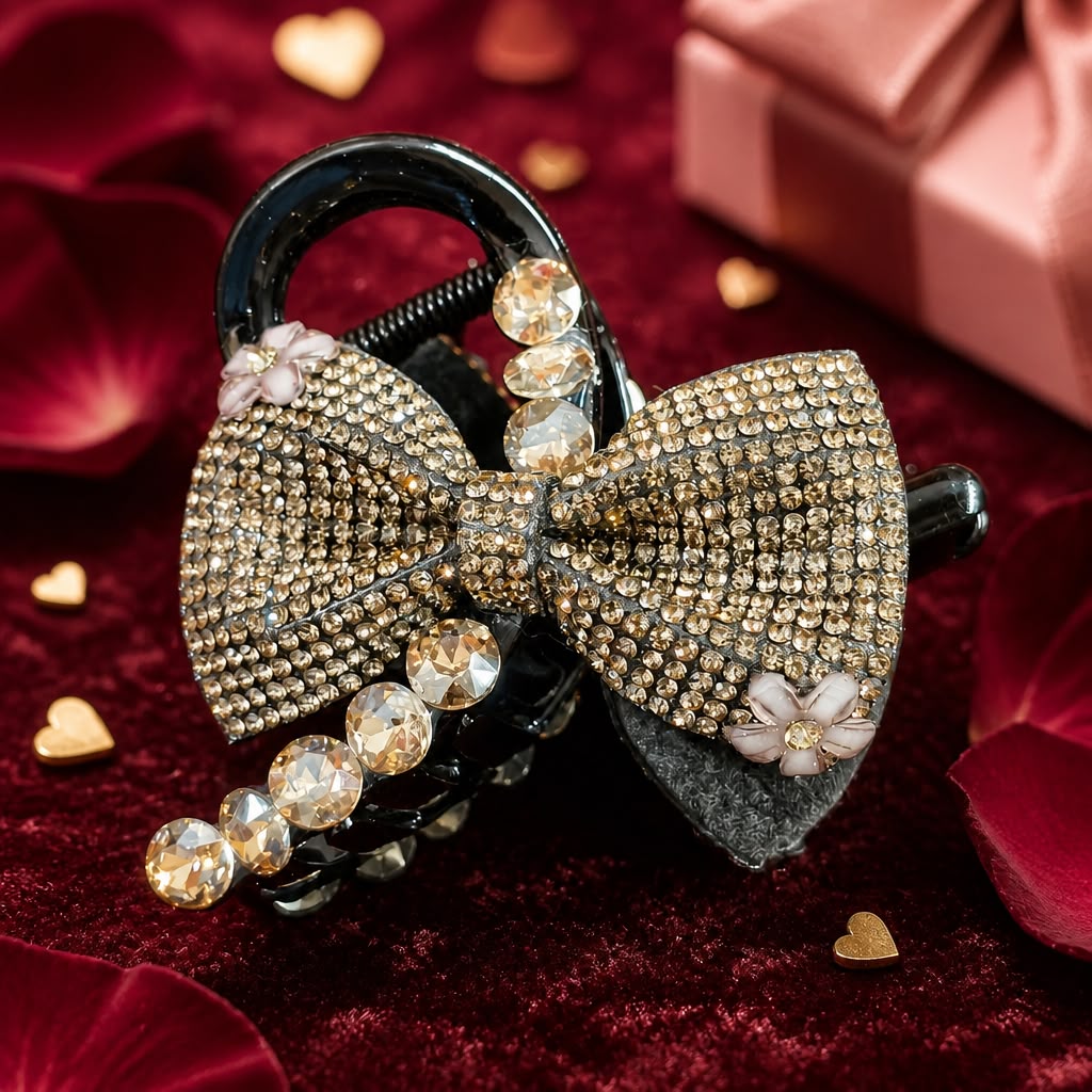 Antitarnish Stone Bow Hair Clutch