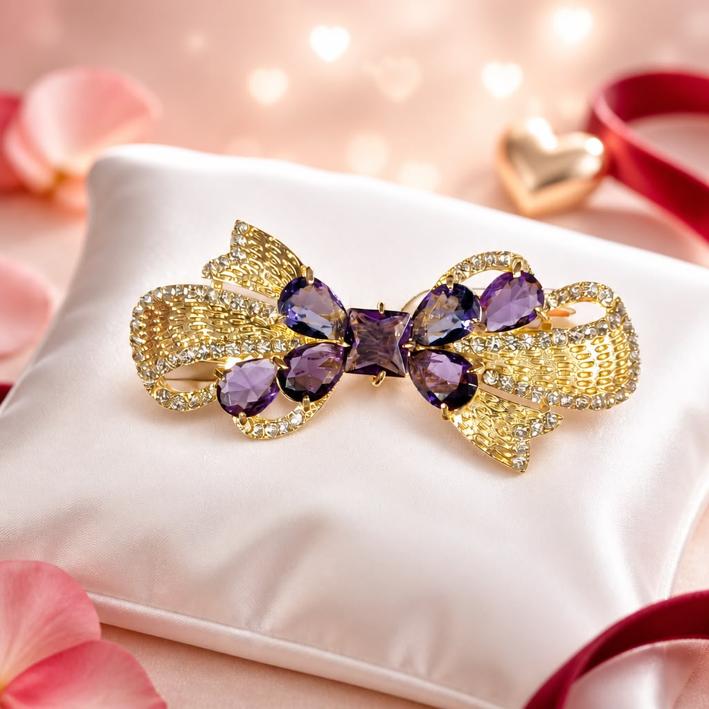 Antitarnish Royal Amethyst Bow Hair Clip