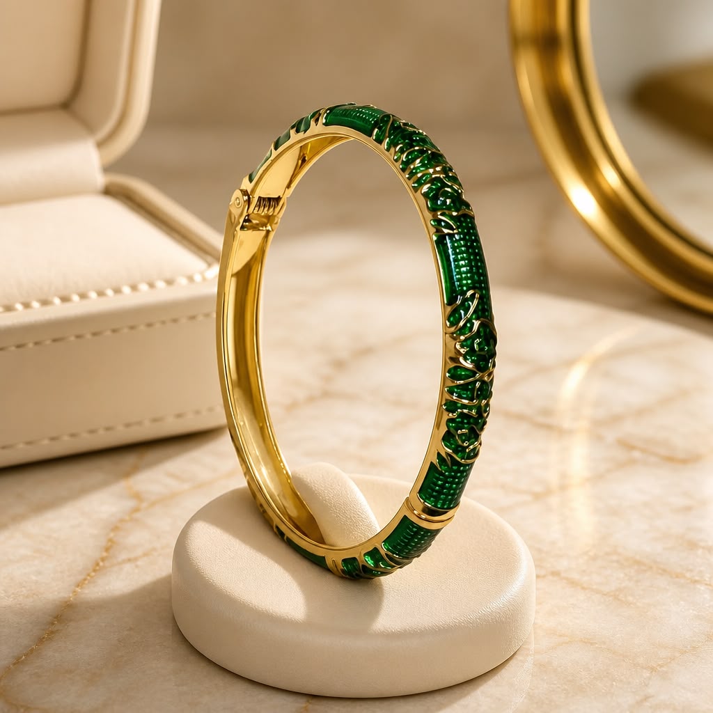Antitarnish Emerald Meenakari Heritage Bracelet