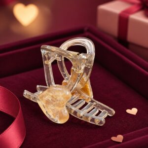 Antitarnish Clear Amber Heart Hair Clutch