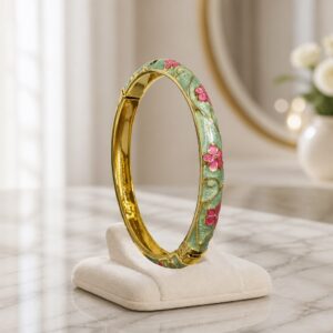 Antitarnish Mint Bloom Meenakari Bracelet