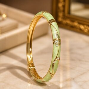 Antitarnish Pistachio Bloom Meenakari Bracelet