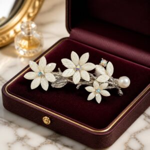 Korean Imported Anti-Tarnish White Blossom Centre Clip