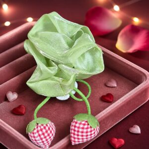 Korean Organza Strawberry Charm Scrunchy
