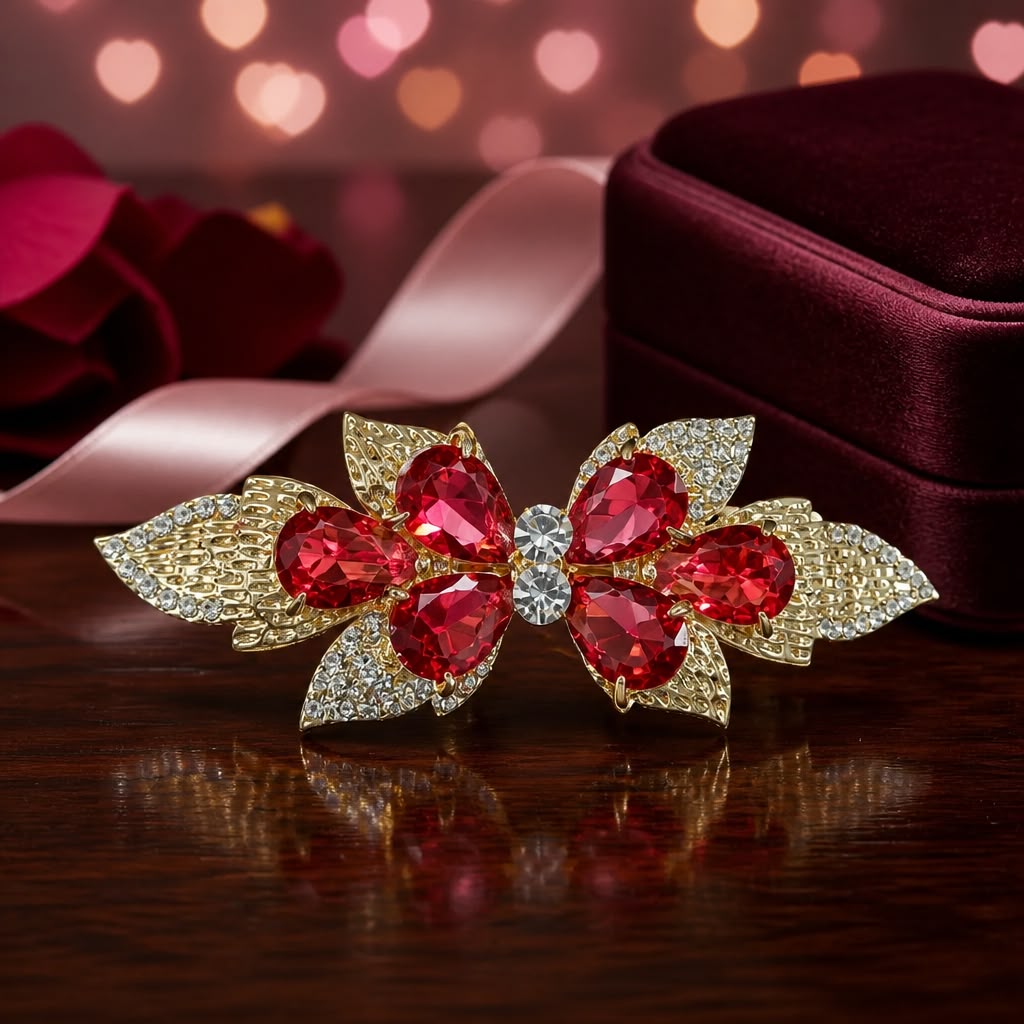 Korean Imported Anti-Tarnish Bow Centre Clip – Ruby Red